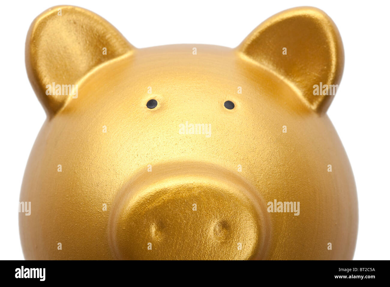 The Golden Pig piggy bank on white background Stock Photo - Alamy