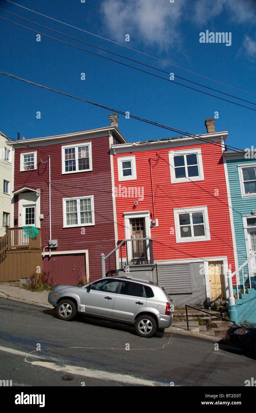 Canada, Newfoundland and Labrador, St. John's. Typical colorful St. John's neighborhood homes