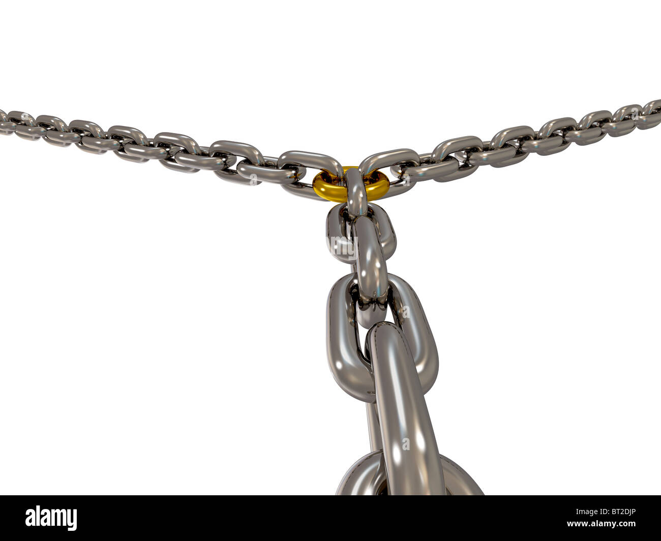 The chains connected by chain link on white background. Clipping path