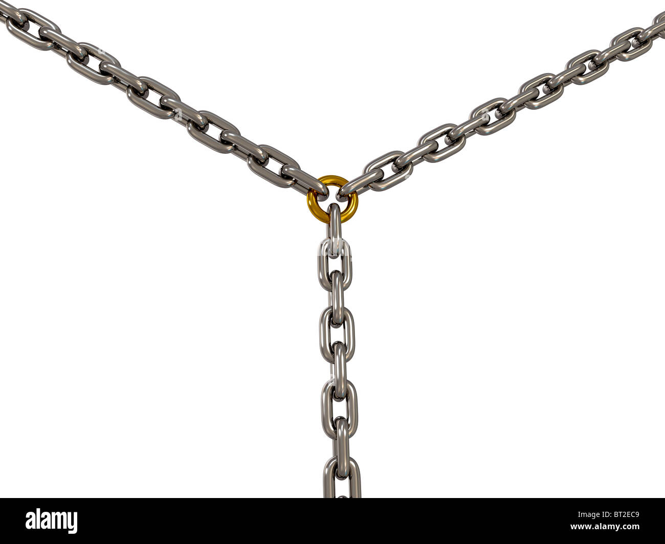 The chains connected by chain link on white background. Clipping path
