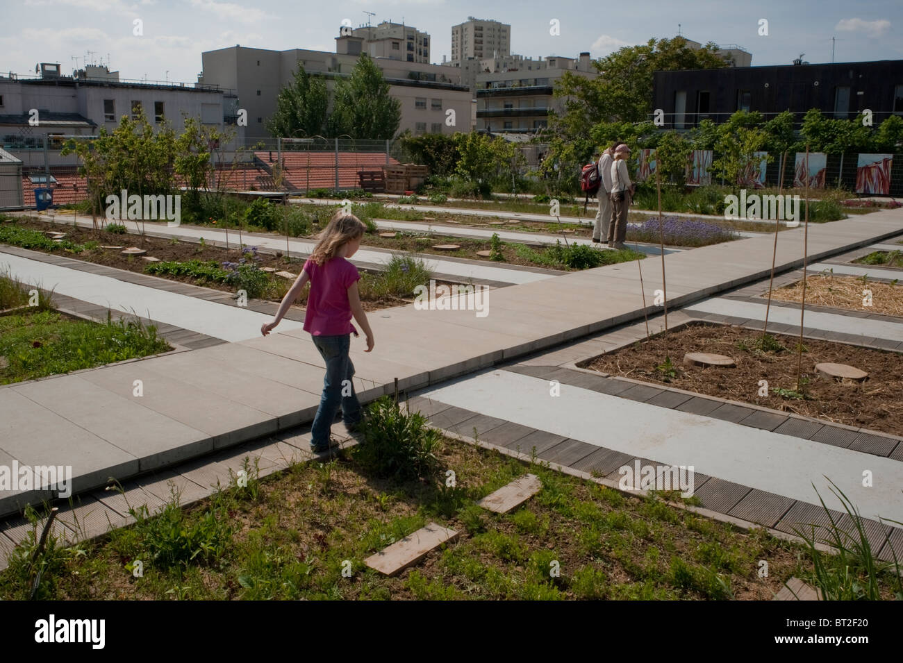 Paris, France, Community Garden on Roof of New Public