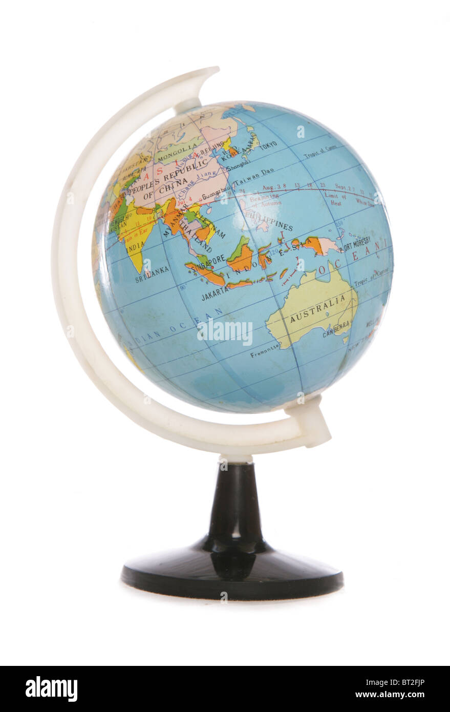 Miniature world globe studio cutout Stock Photo