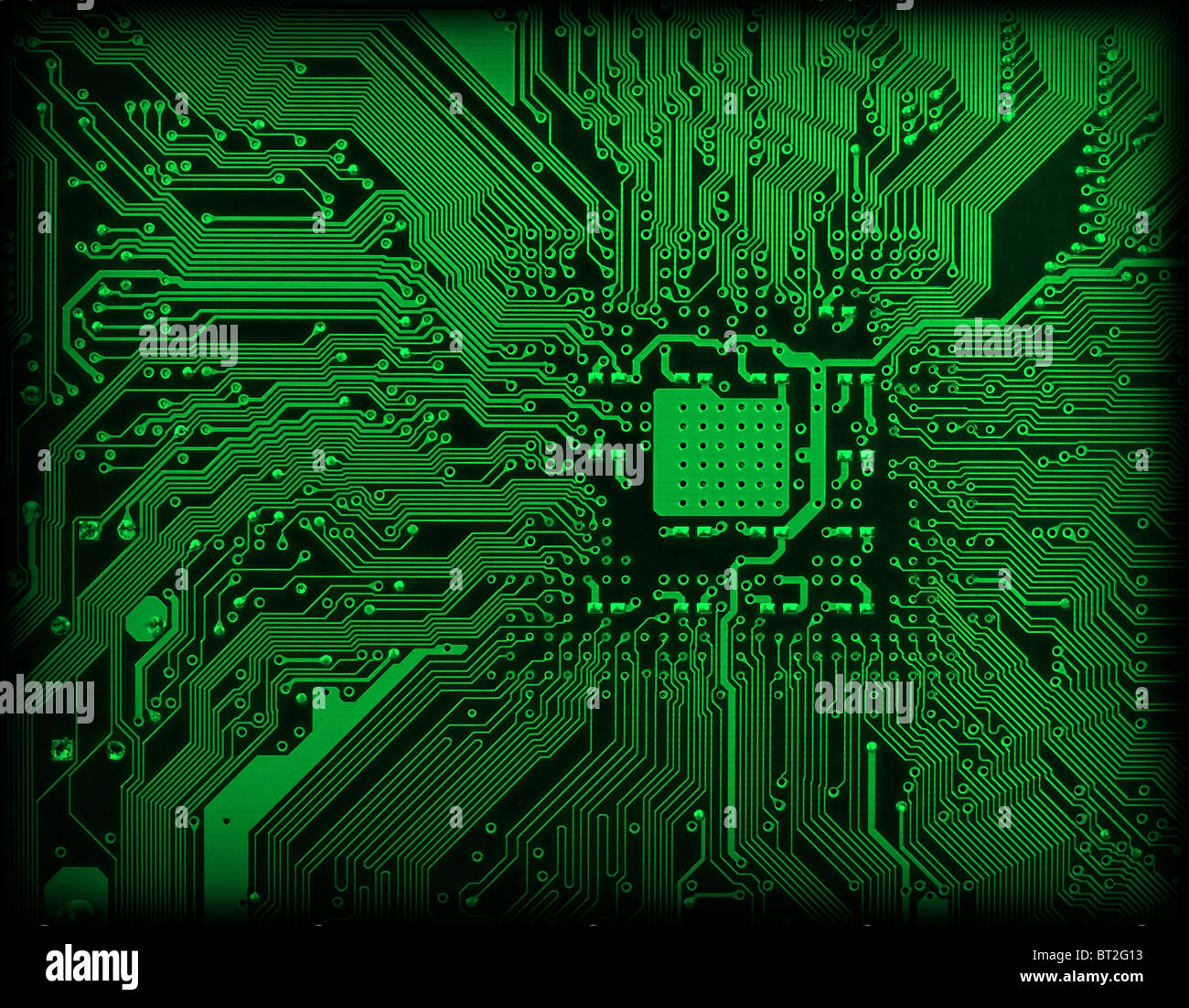 Technological industrial electronic dark green background Stock Photo