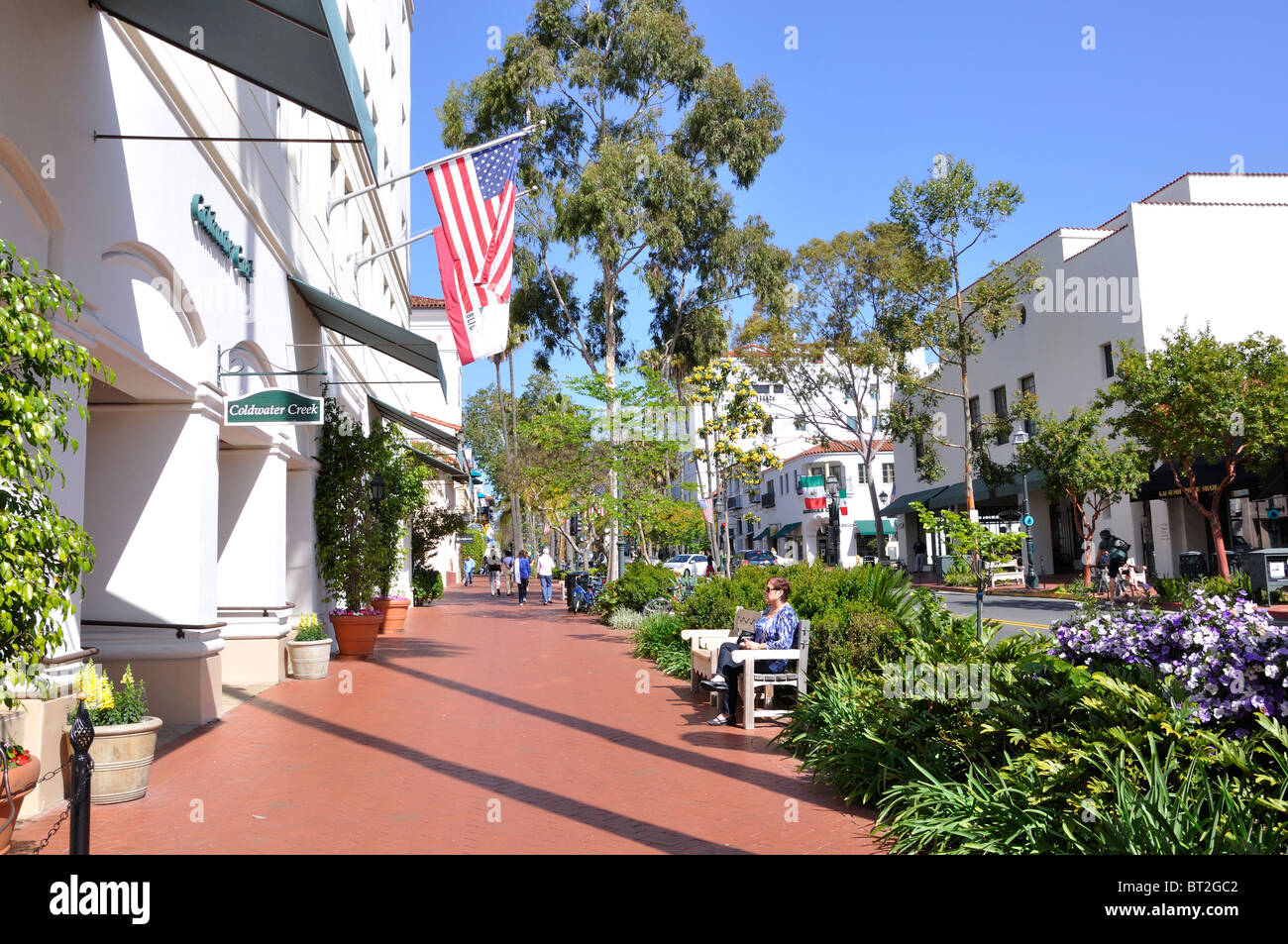 Street with shops, Santa Barbara, California, USA Stock Photo Alamy