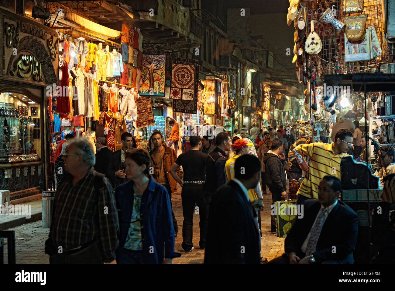 night shot on Khan al Khalili, Bazar in Cairo, Egypt, Arabia, Africa Stock Photo