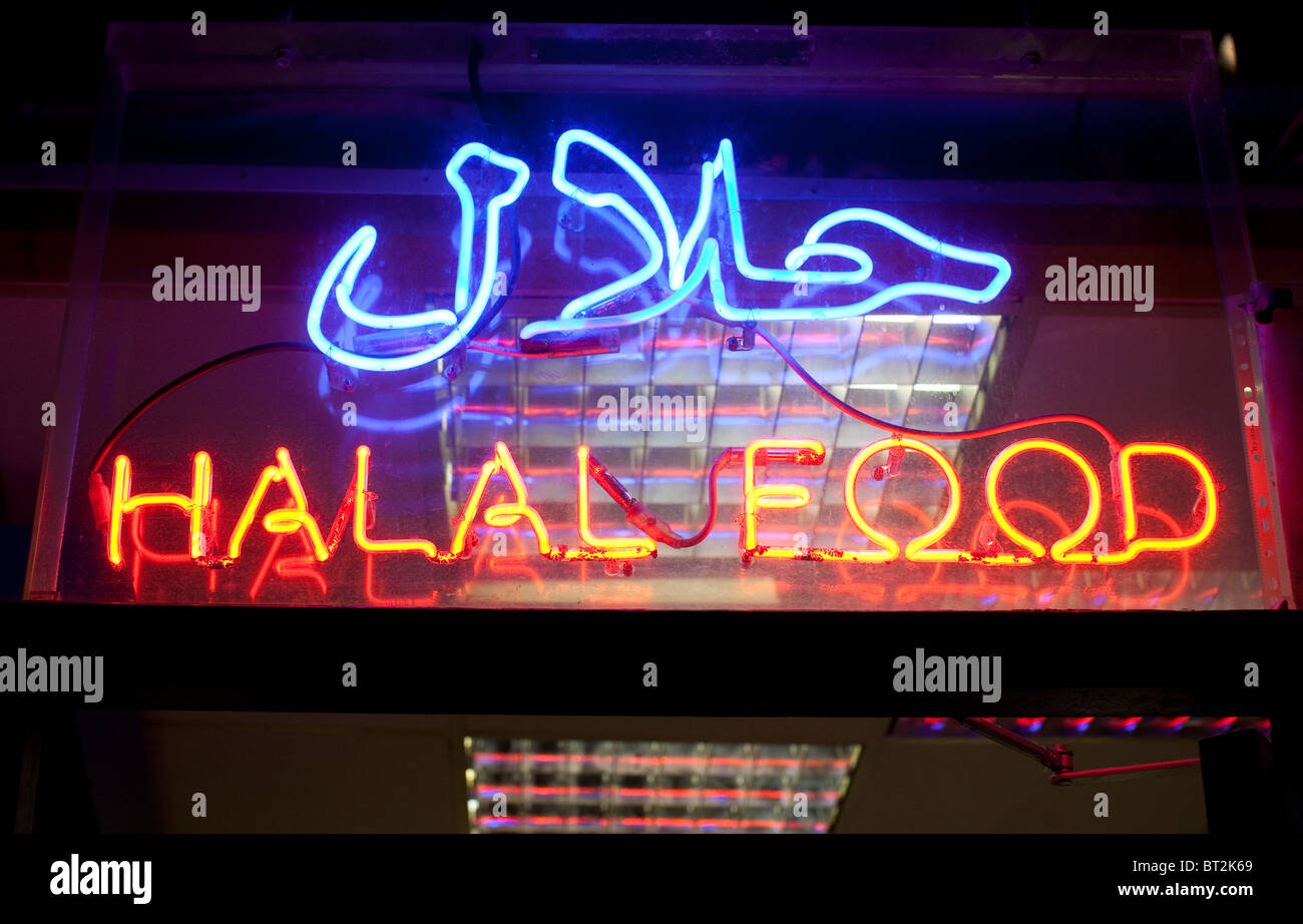 Halal food sign on take-away in London&rsquo;s West End Stock Photo - Alamy