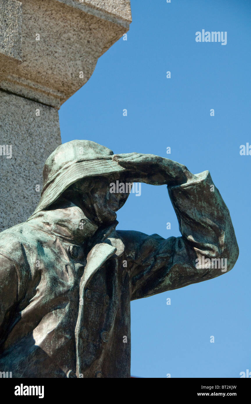 Canada, Newfoundland and Labrador, St. John's. Statue of sailor looking out to sea. Stock Photo