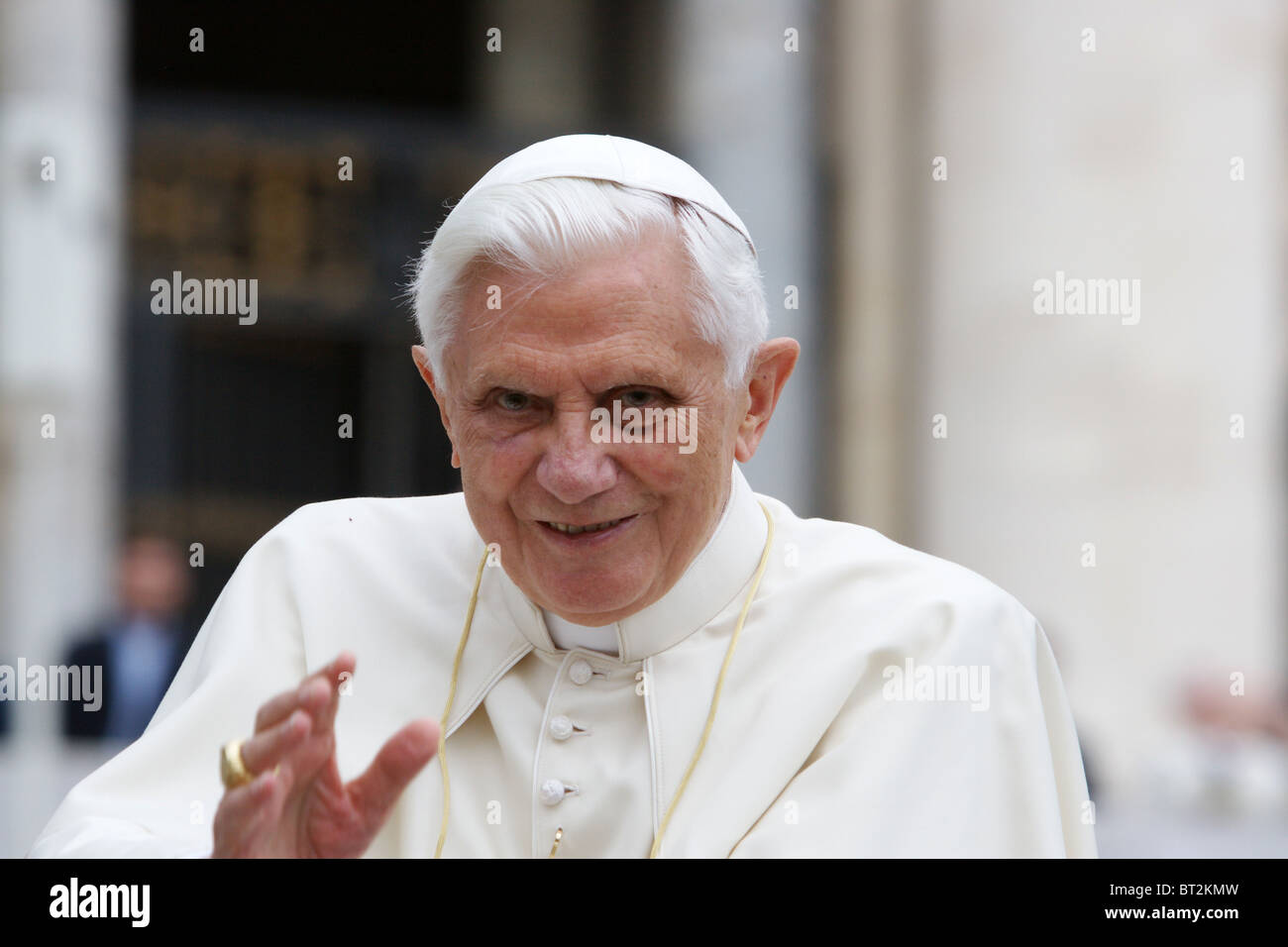 Pope Benedict XVI Ratzinger portrait San Peter Vatican Rome,  general audience Wednesday May 05 2010. Stock Photo