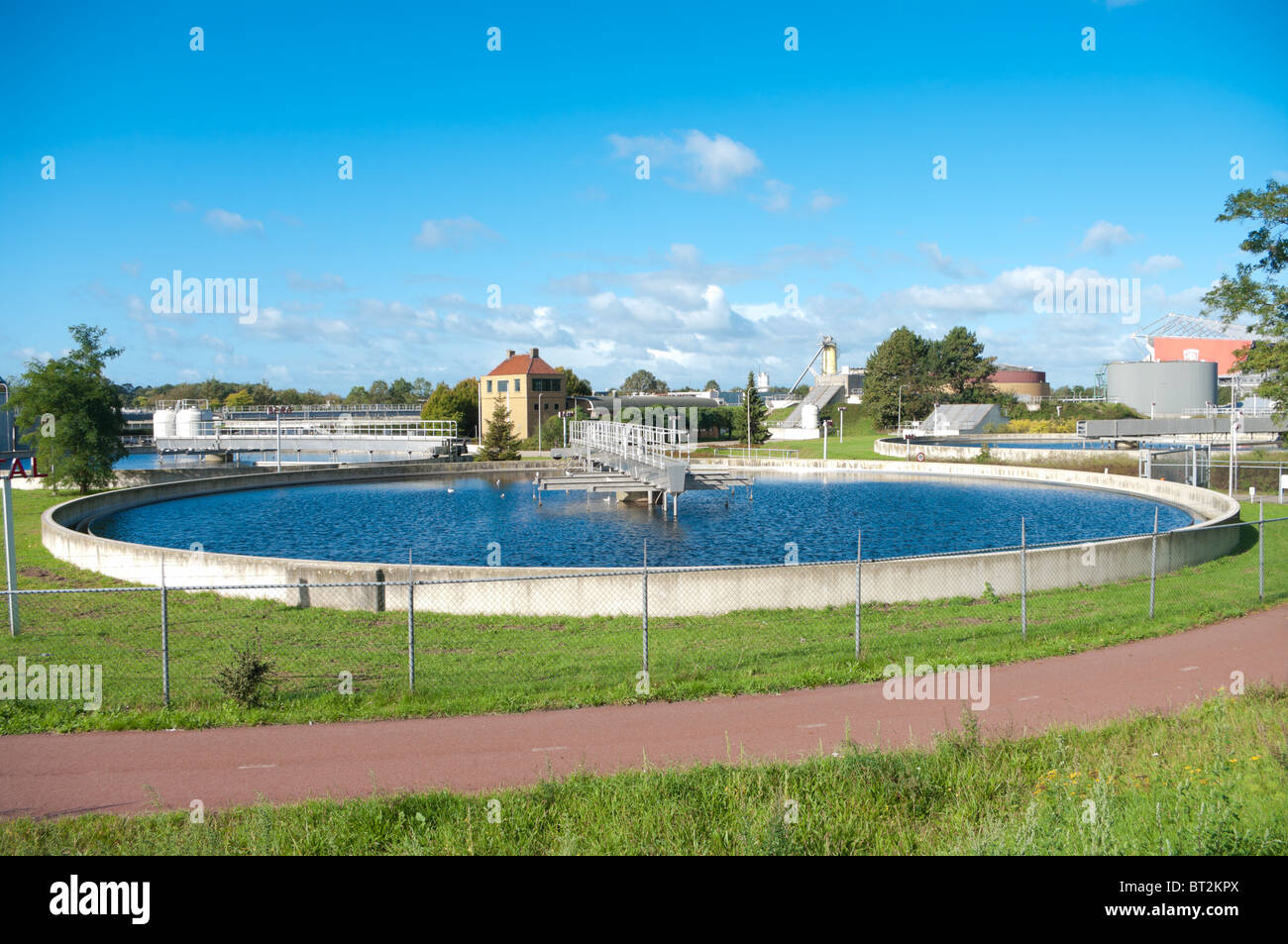 single basin of a waste water treatment facility in netherlands Stock Photo Alamy