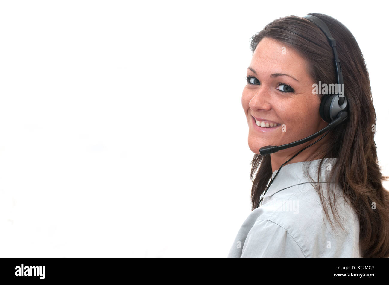 Customer Service Representative With Headset Isolated On White