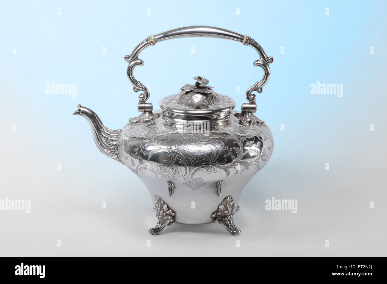 Antique English Silver Teapot Stock Photo Alamy