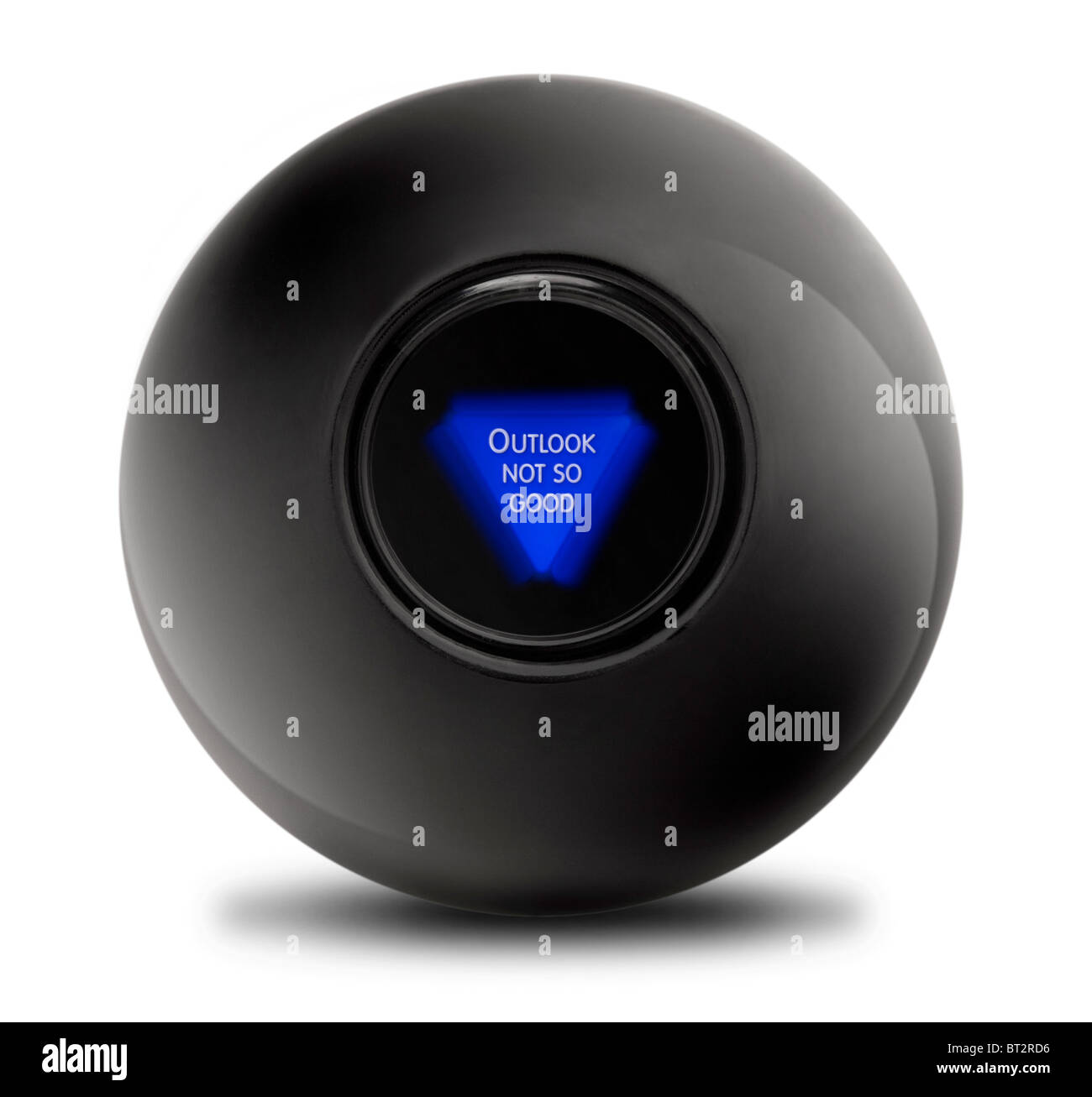 Black Magic Ball with answer Outlook not so good Stock Photo