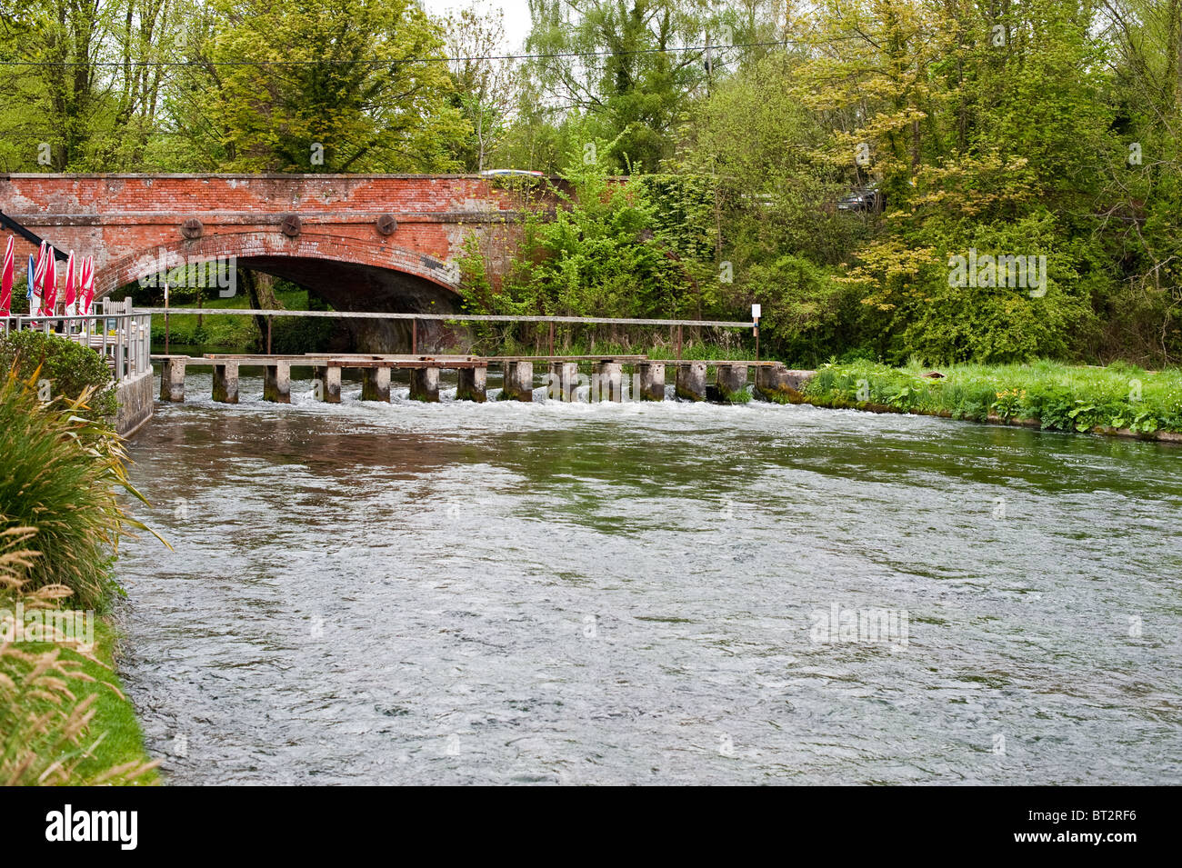 A bridge over the River Test in Hampshire. The River Test is a chalk
