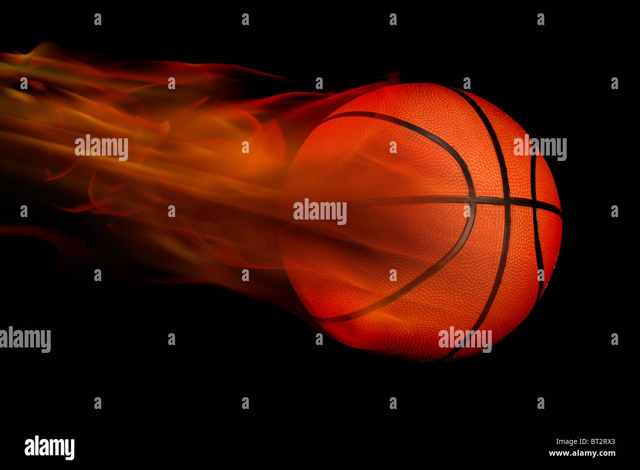 Basketball on Fire Stock Photo