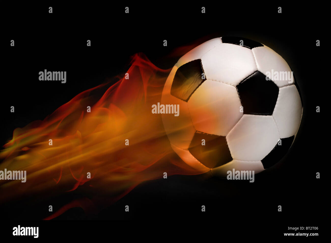 Soccer ball on Fire. Stock Photo