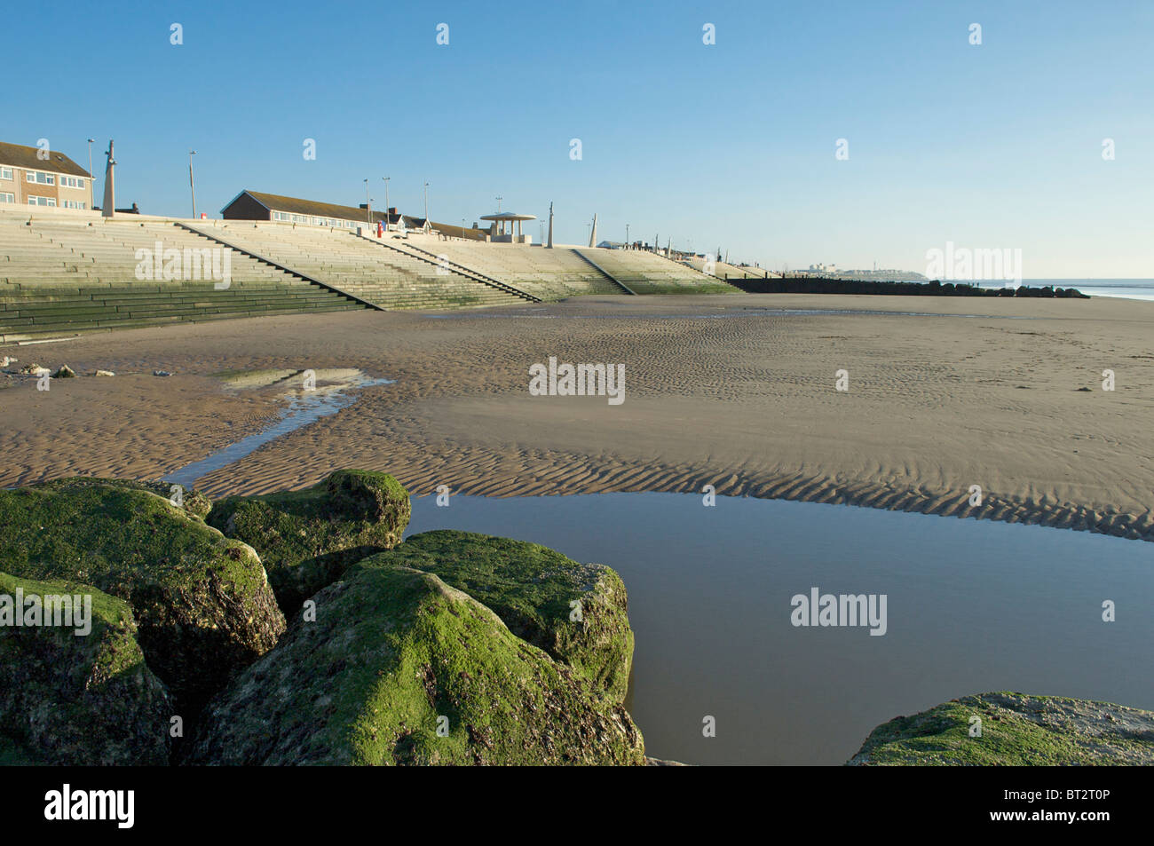 Cleveleys seafront and beach at low water Stock Photo