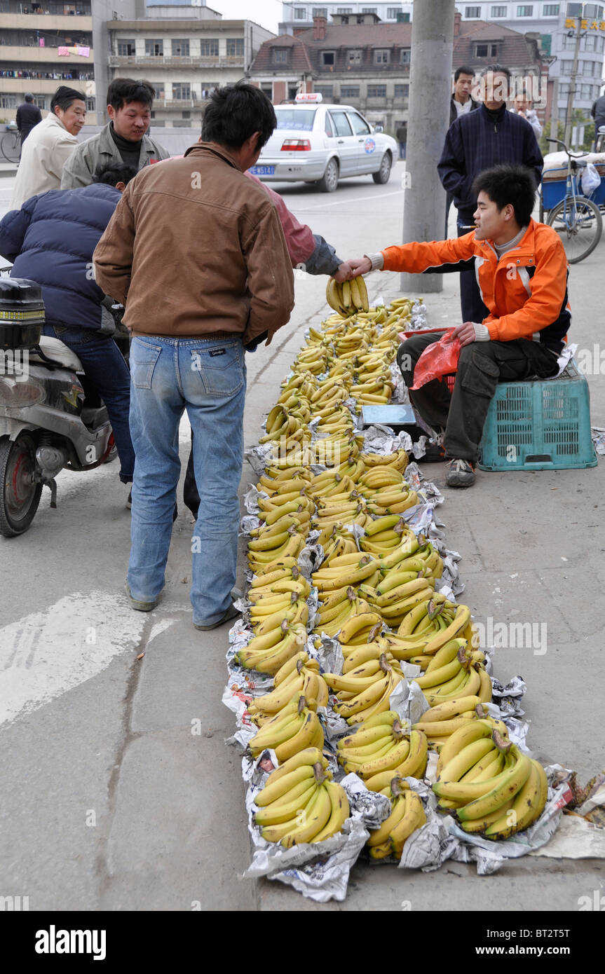 A Street Seller Selling Bananas in Shanghai, China Stock Photo Alamy