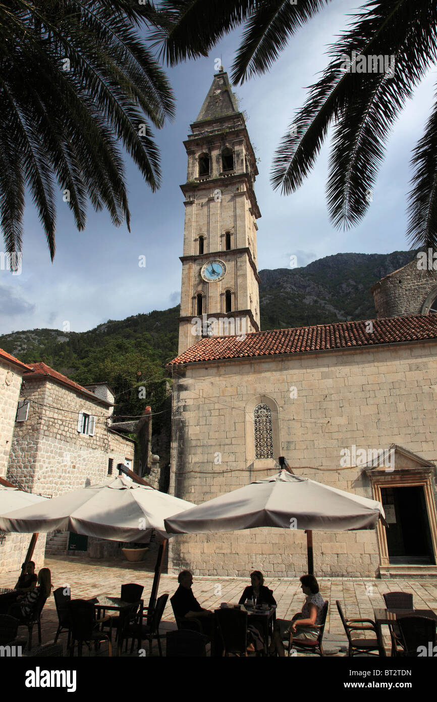Montenegro, Bay of Kotor, Perast, St Nicholas Church, Stock Photo
