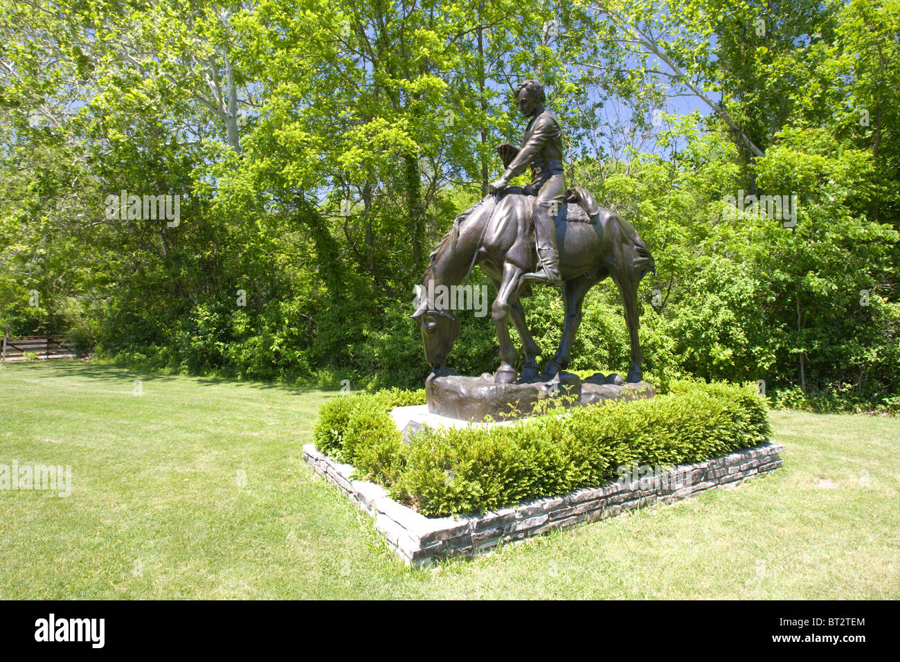 Statue Of Abraham Lincoln Riding A Horse On The Prairie In New