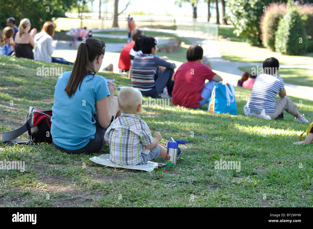People on a picnic, Dallas Arboretum, Texas, USA Stock Photo Alamy