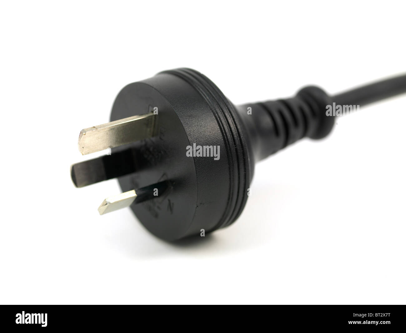Australian power supply cord isolated against a white background Stock