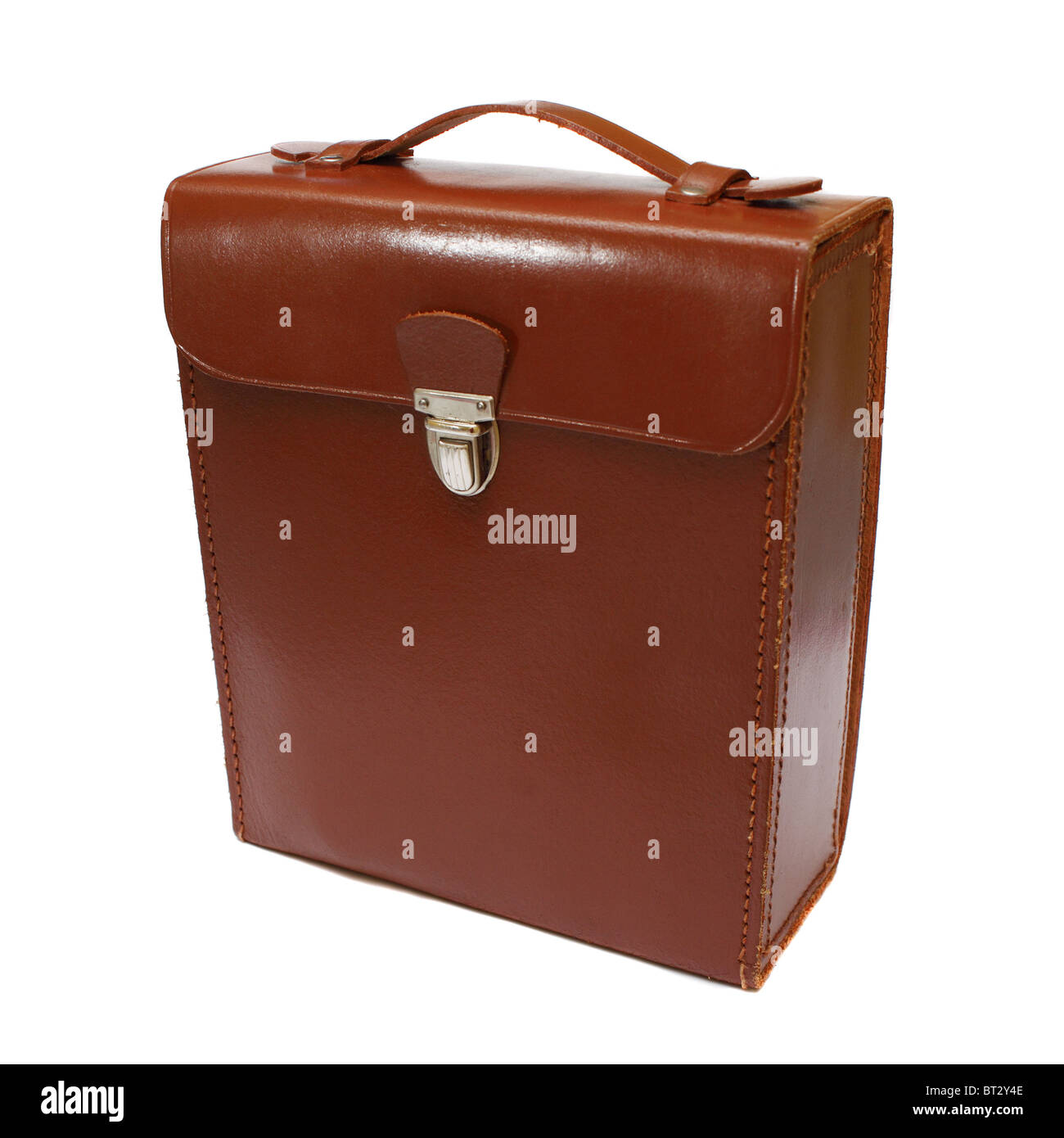 Bag square leathern brown Stock Photo