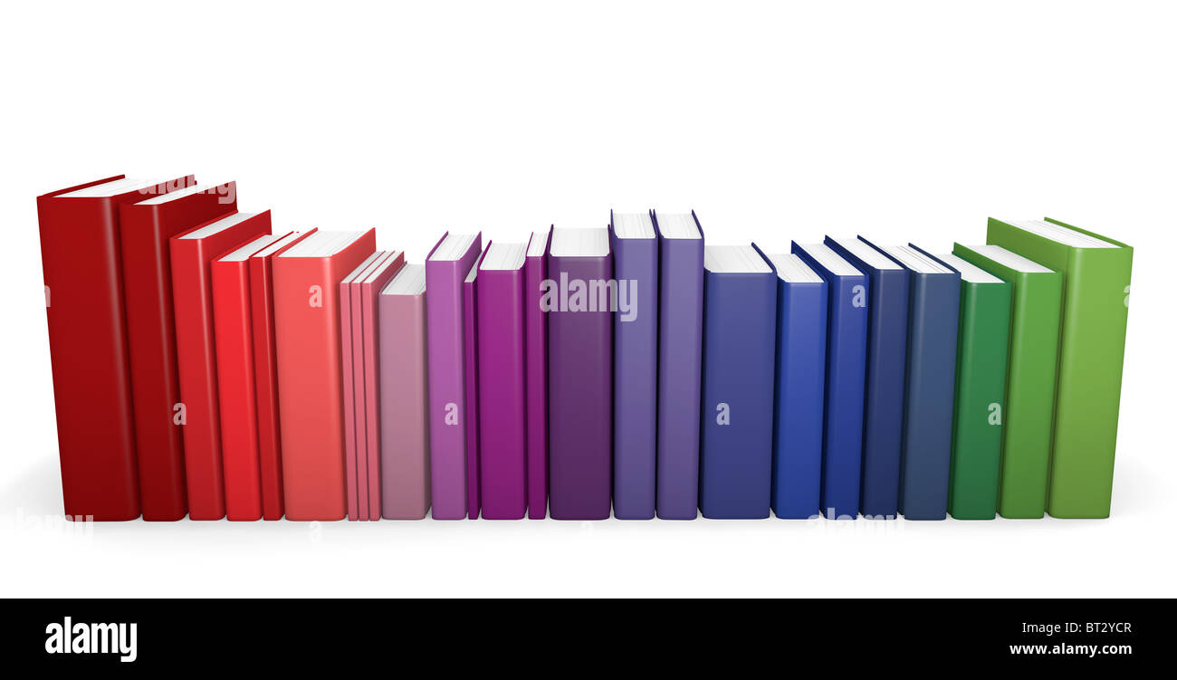 Color coordinated books, 3D rendered illustration Stock Photo Alamy