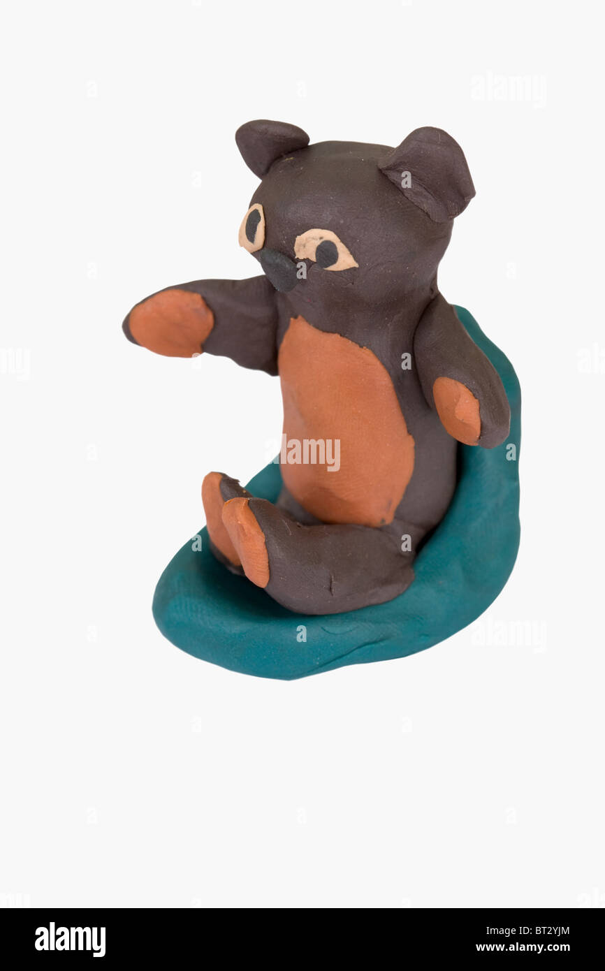 The amusing bear stuck together from plasticine Stock Photo
