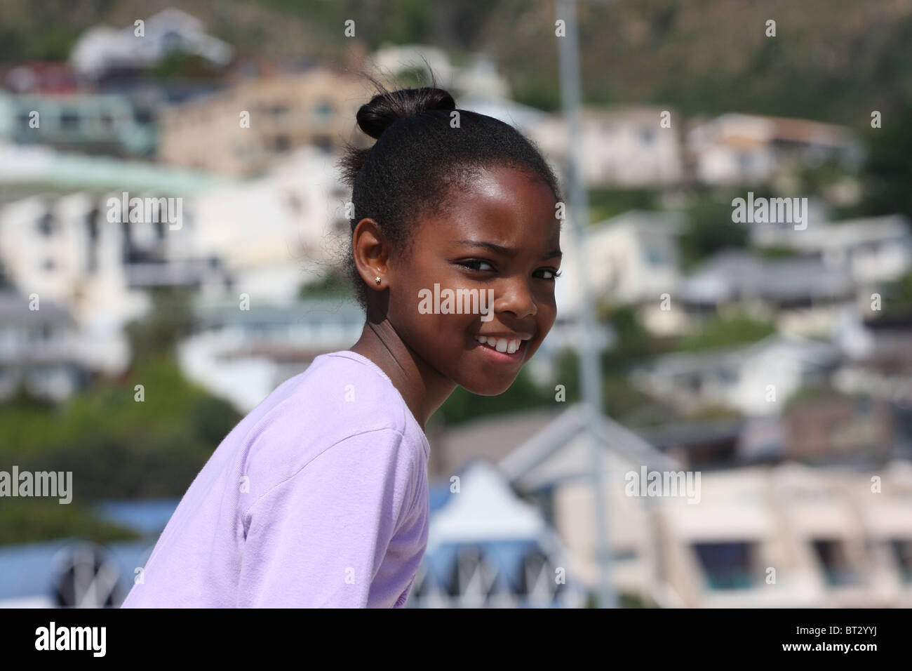 South Africa, Gordon's Bay, girl, child, houses, mountain, panorama, amazing, R44 Stock Photo