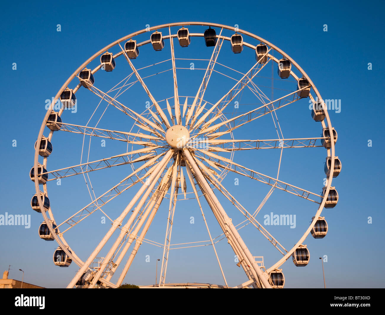 The Wheel of Weston on the seafront of Weston-super-Mare at sunset, North Somerset, England. Stock Photo