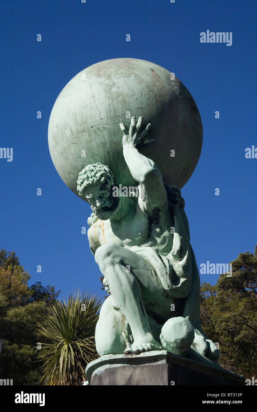 Wales Gwynedd Portmeirion Atlas statue Stock Photo