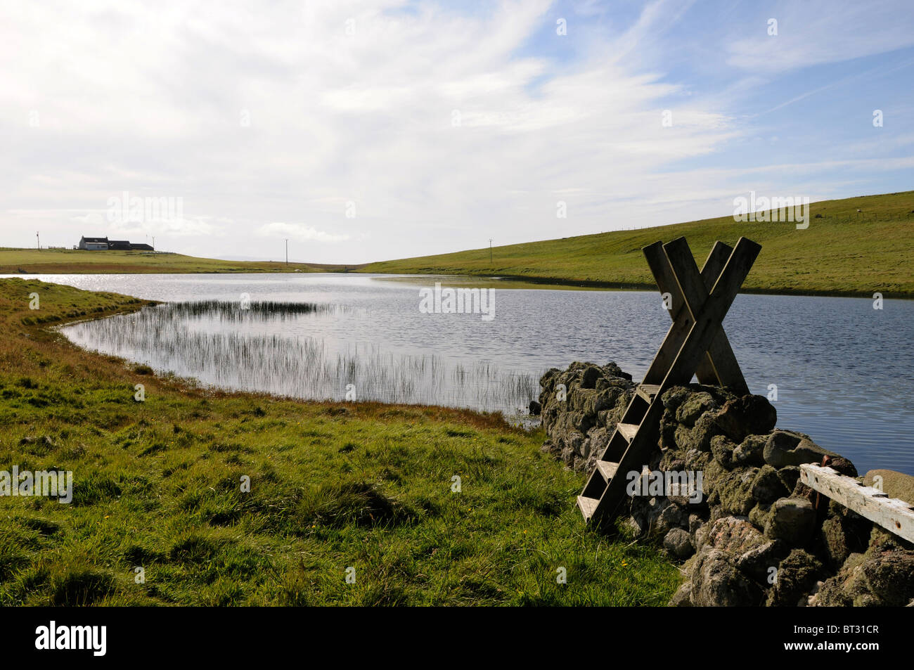 Stile over wall at Eshaness Shetland Stock Photo Alamy