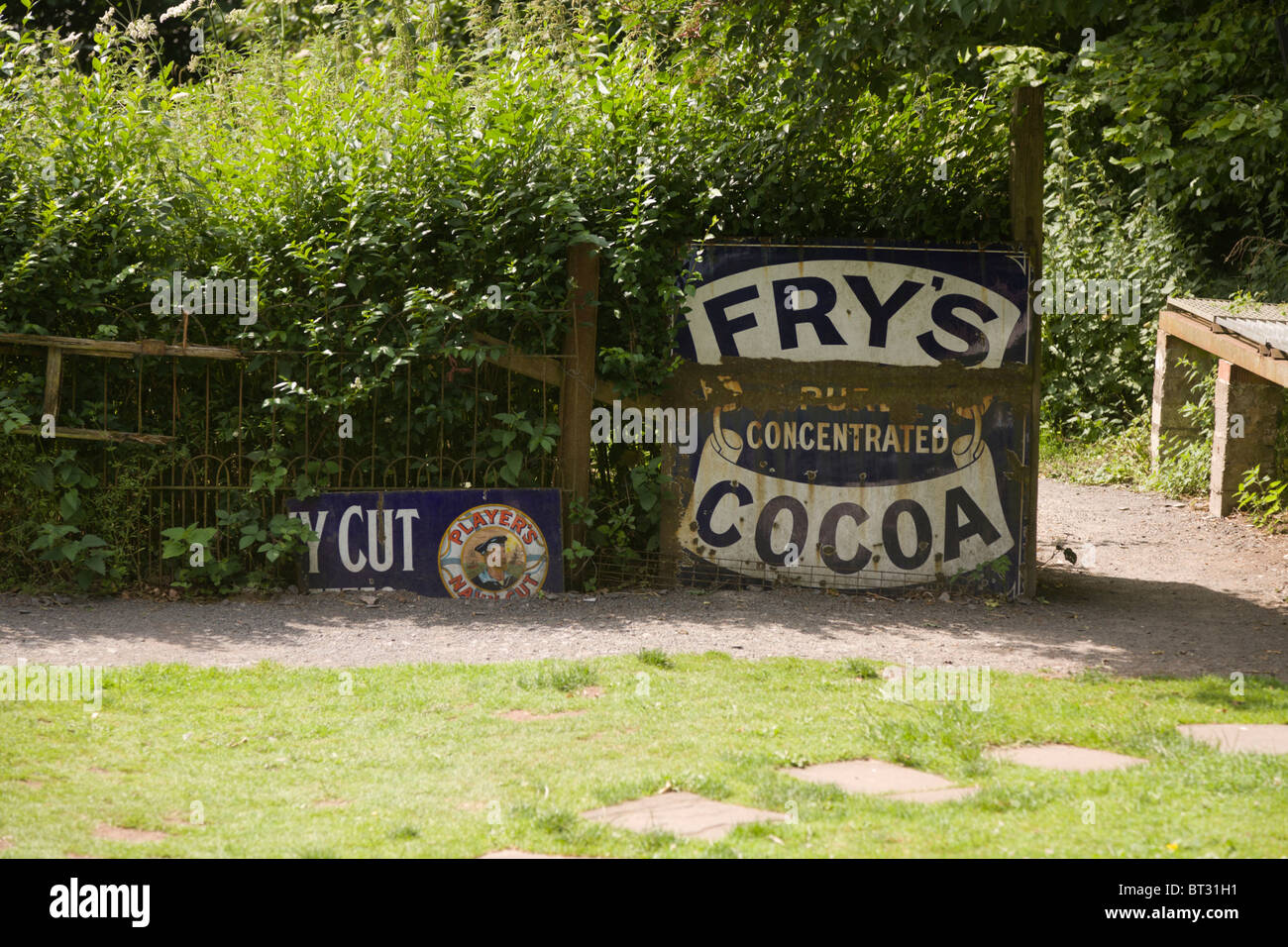St Fagans Museum of Historical Buildings, Wales. Old advertising signs Stock Photo