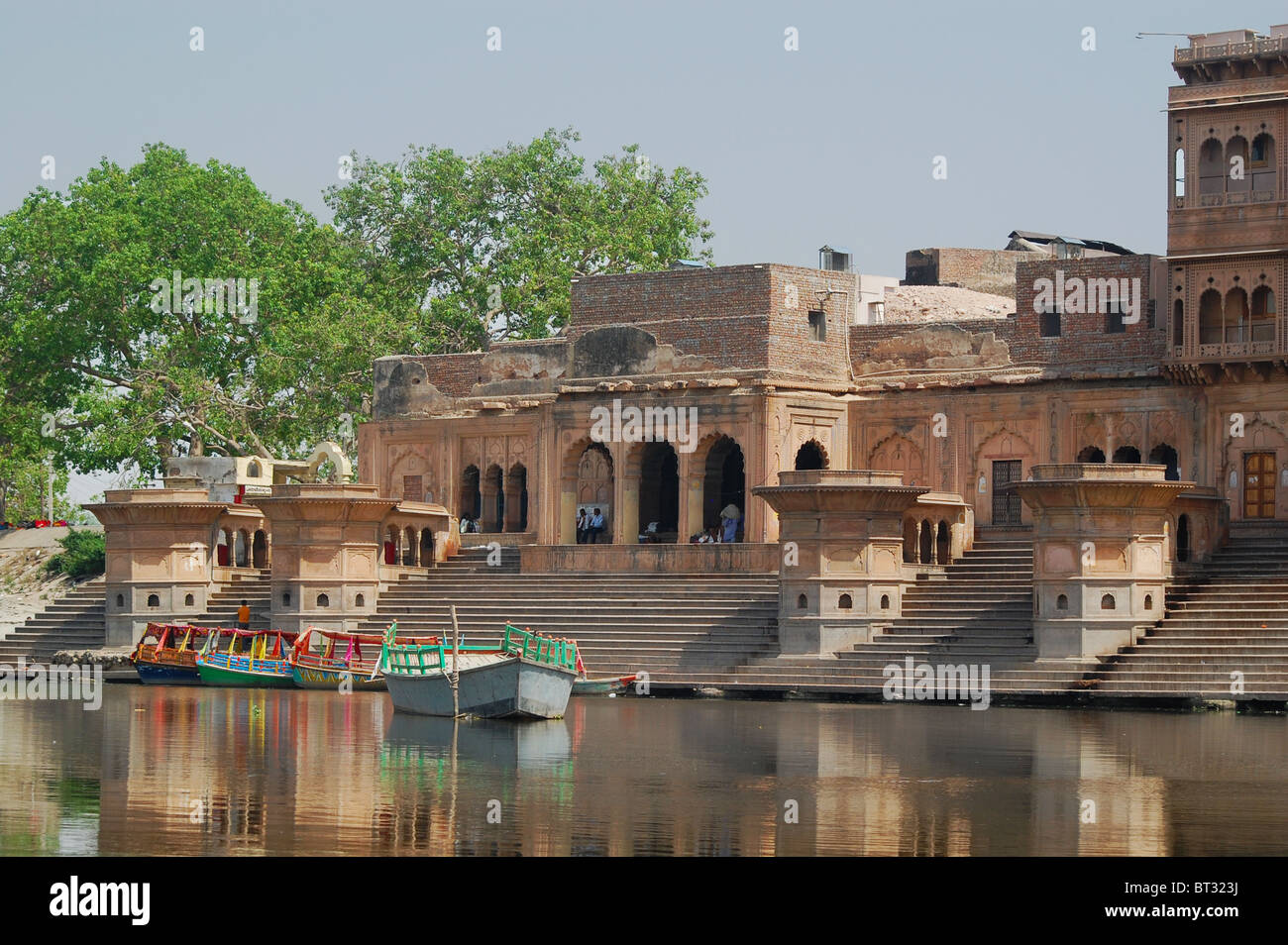 View of ghats on Yamuna river in Mathura, Uttar Pradesh - India Stock Photo