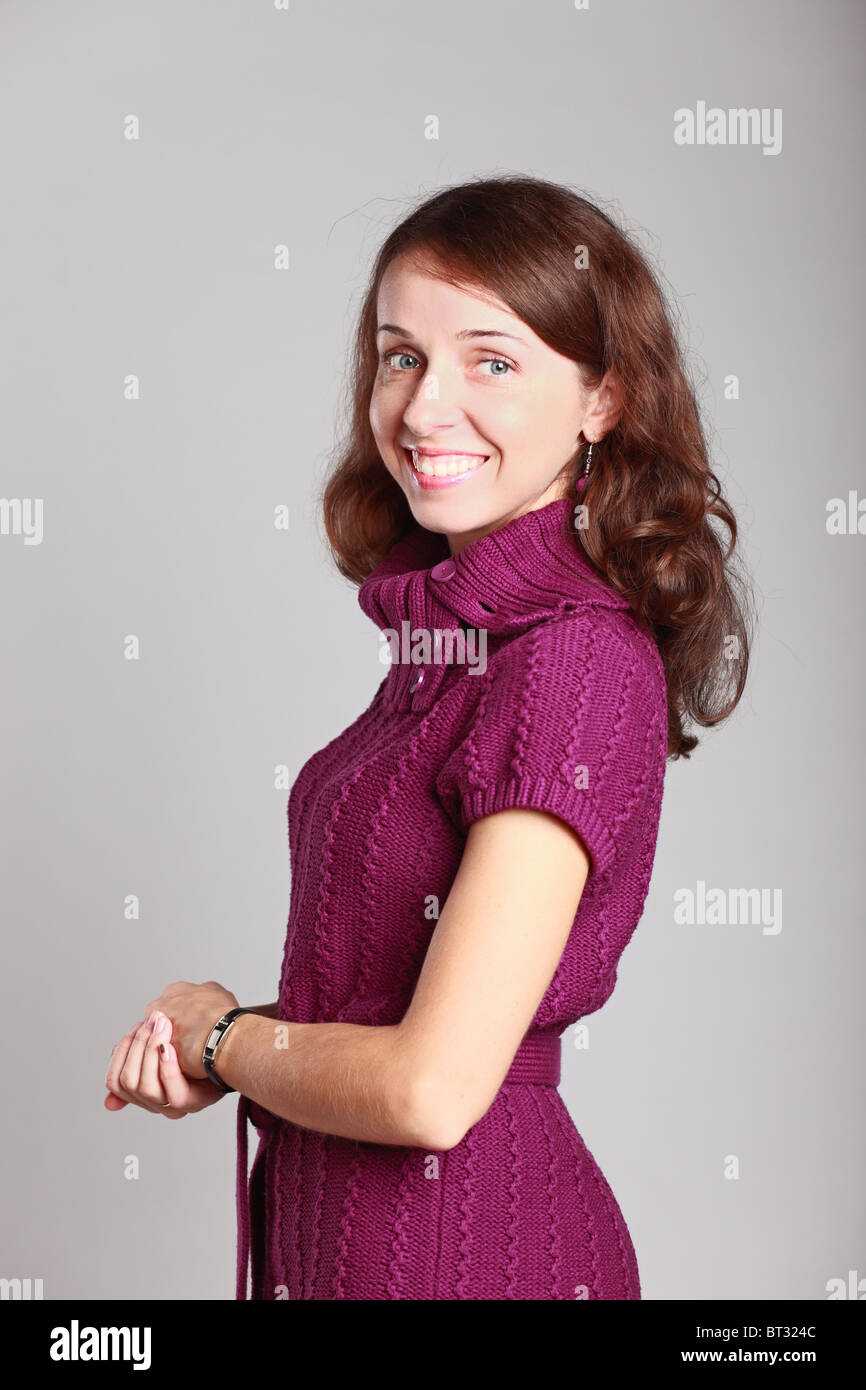 young woman in purple dress Stock Photo - Alamy