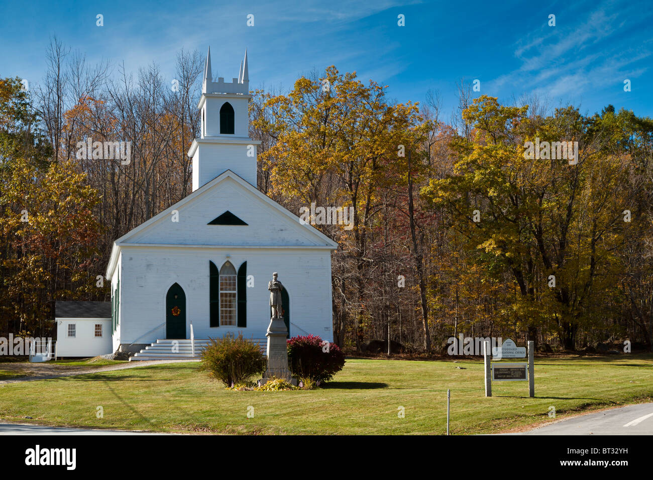 Stoddard Congregational Church, Stoddard, New Hampshire, a typical rural New England church established in 1787 . Stock Photo