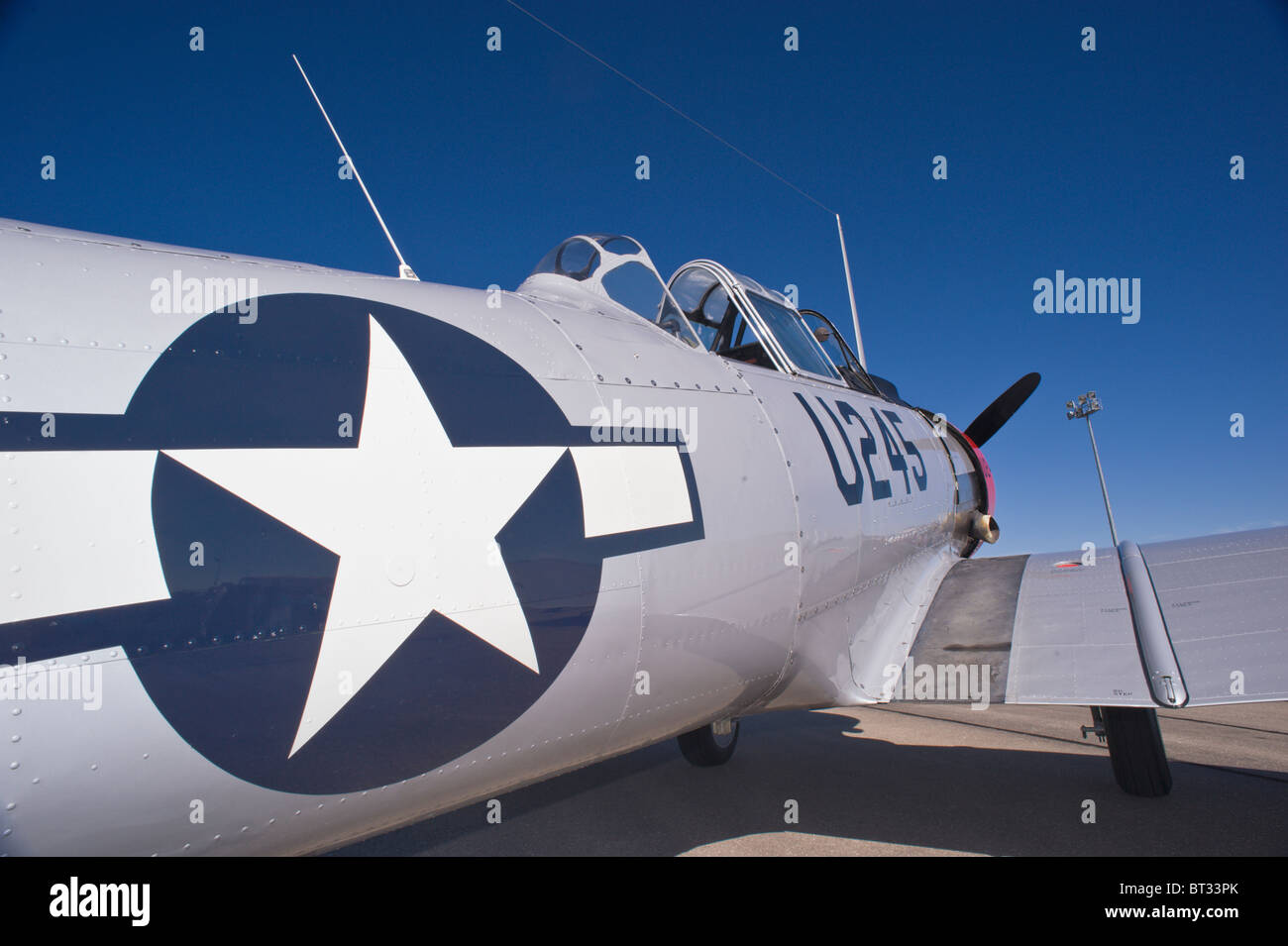 Detail - North American Aviation T-6 Texan, at the Ruidoso Mountain High Fly In, Ruidoso, New Mexico. Stock Photo