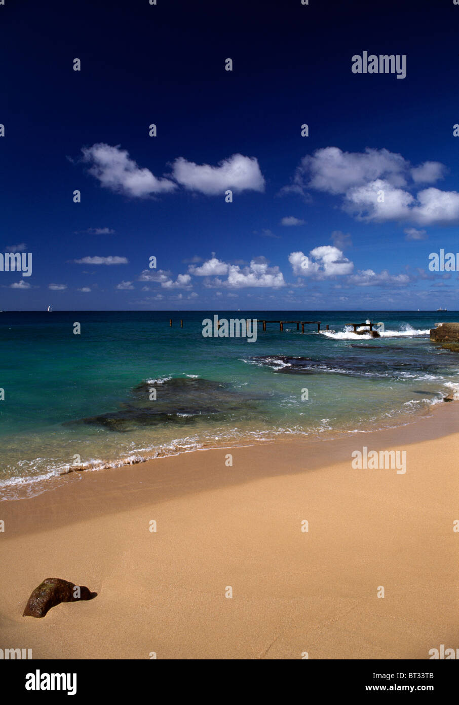 Clean beach and Caribbean Sea near Sandals resort on the island of St. Lucia. © Craig M. Eisenberg Stock Photo