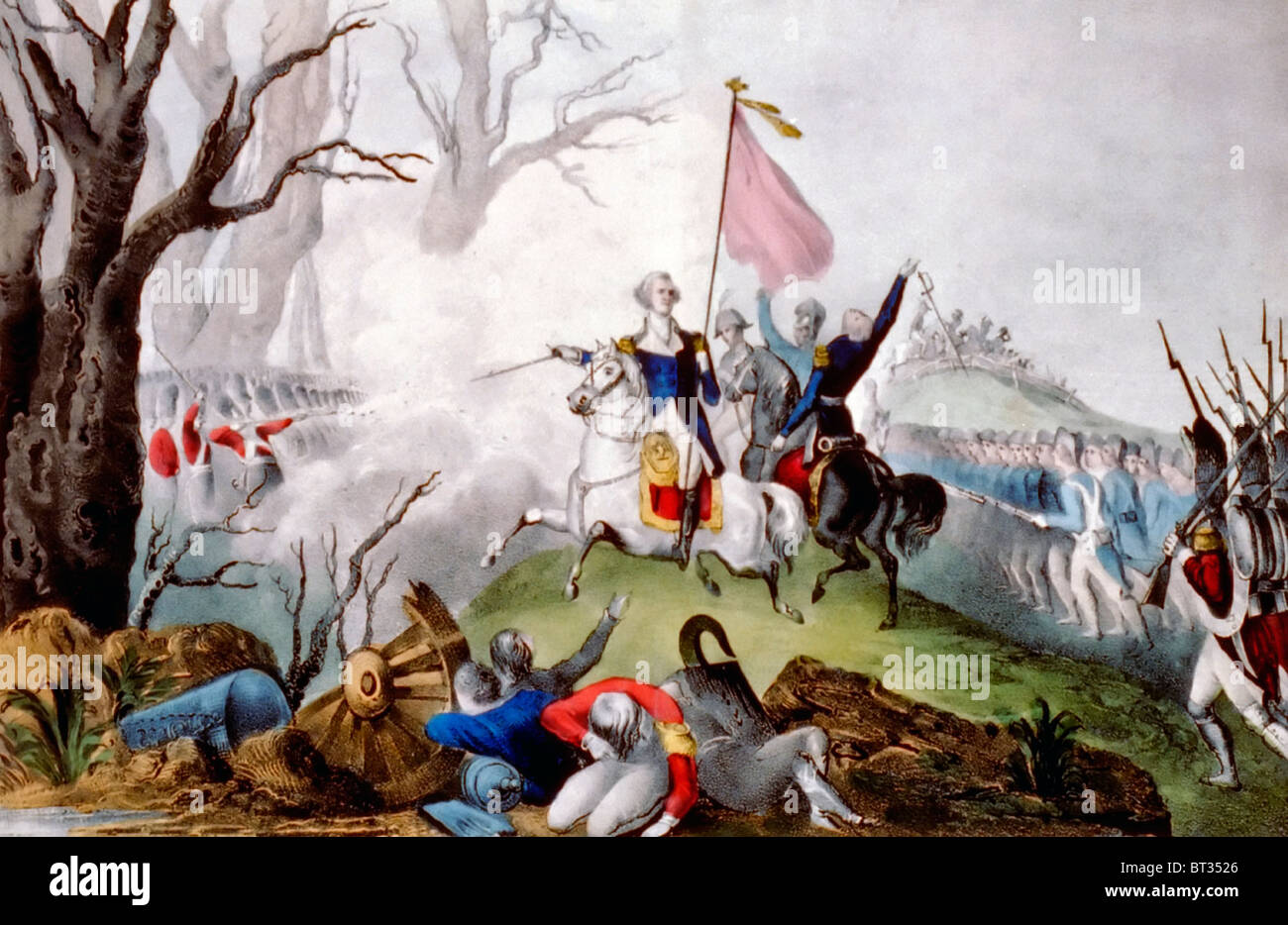 George Washington at Battle of Princeton January 3rd 1777, USA Revolutionary War Stock Photo