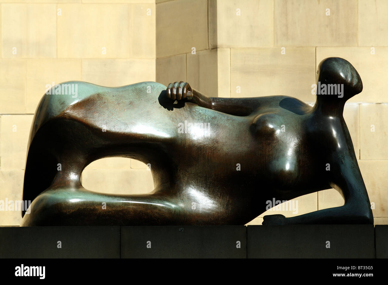 Bronze Statue by Henry Moore The Headrow Leeds Yorkshire United Kingdom UK Stock Photo