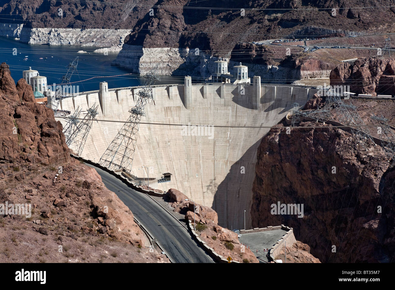 Hoover Dam and Lake Mead viewed from the newly opened bypass bridge