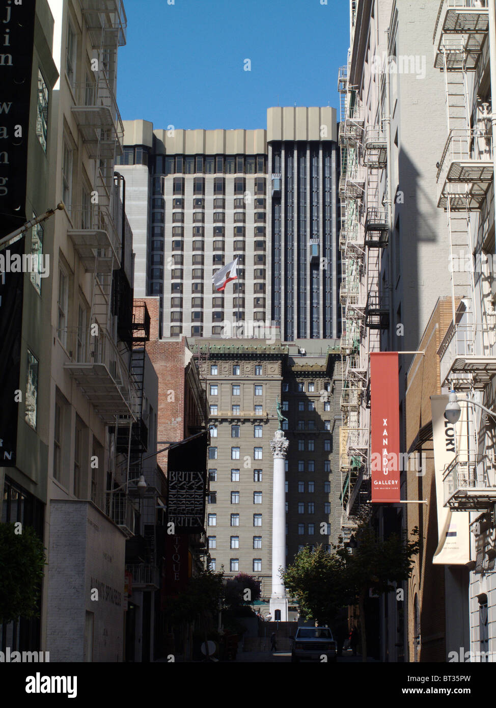 View up to Union Square in San Francisco in California, United States Stock Photo
