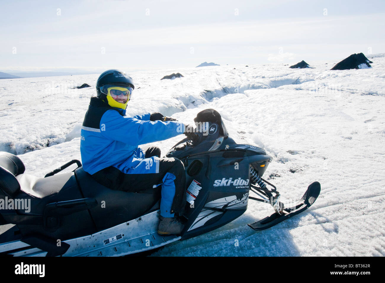 A skidoo trip on the Langjokull ice sheet, which is retreating rapidly