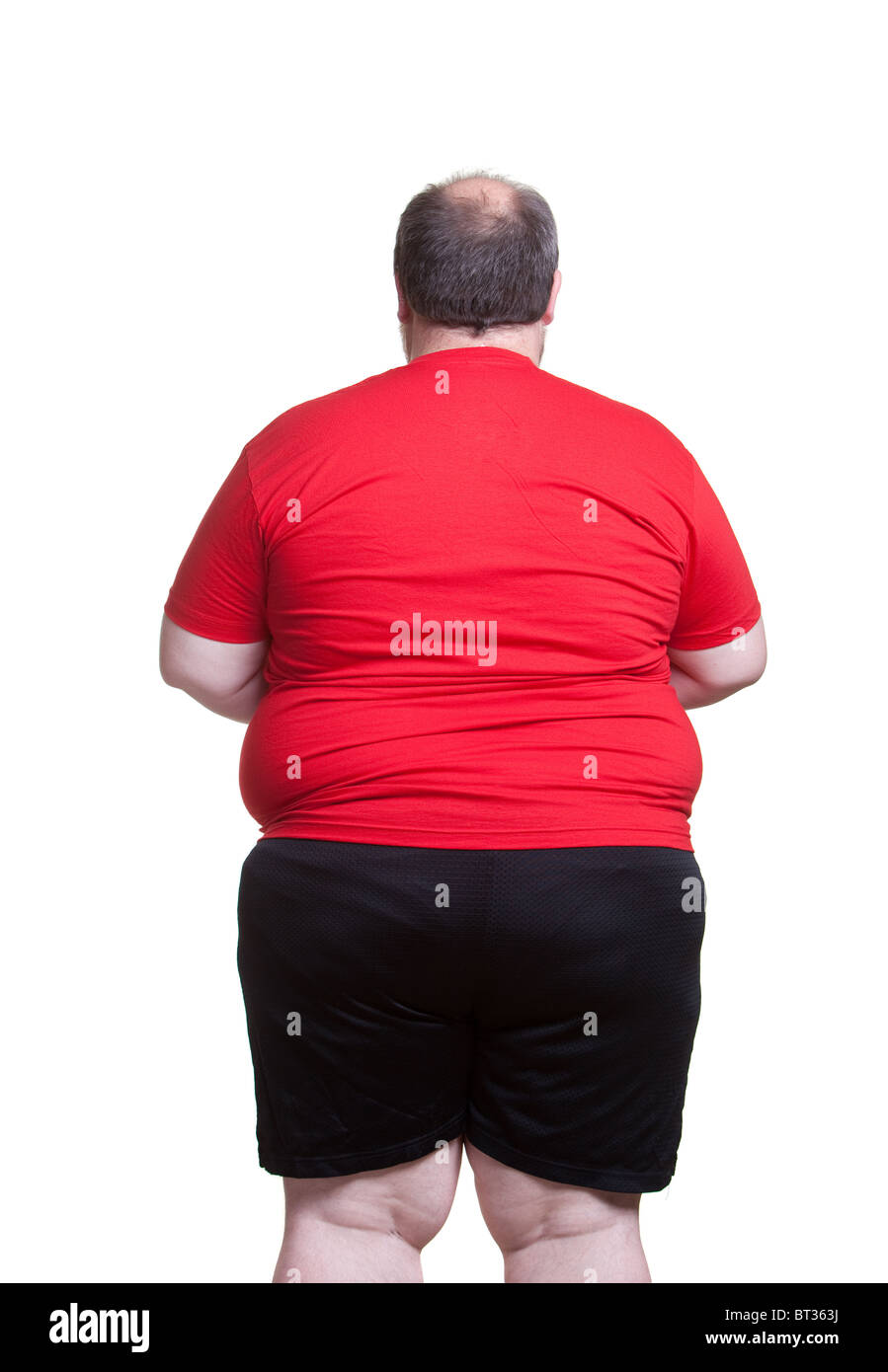 Obese man at 400lbs - back Stock Photo