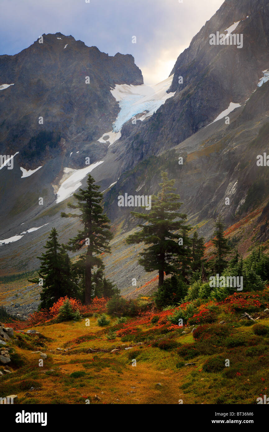 Cascade Pass mountain pass over the northern Cascade Range, in North Cascades National Park in Washington state, USA Stock Photo