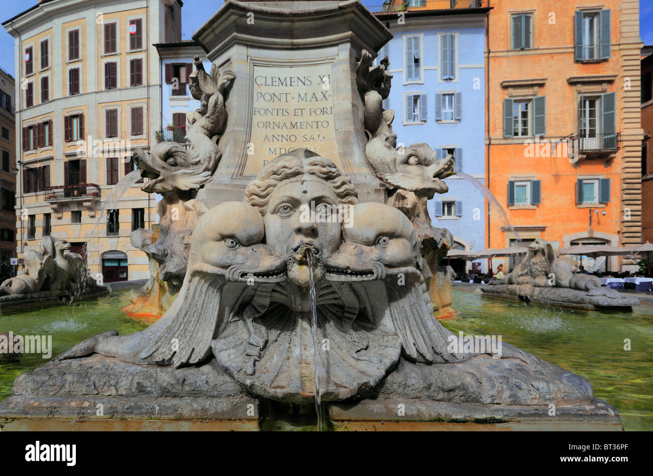 The Fontana del Pantheon fountain in front of the Pantheon in Rome, Italy Stock Photo
