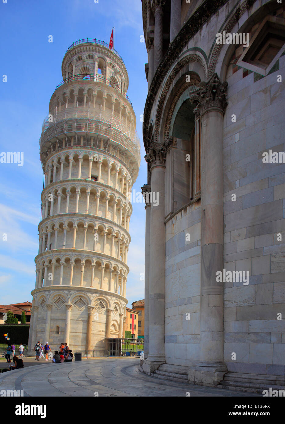 The Leaning Tower in Pisa's Square of MIracles, Italy Stock Photo
