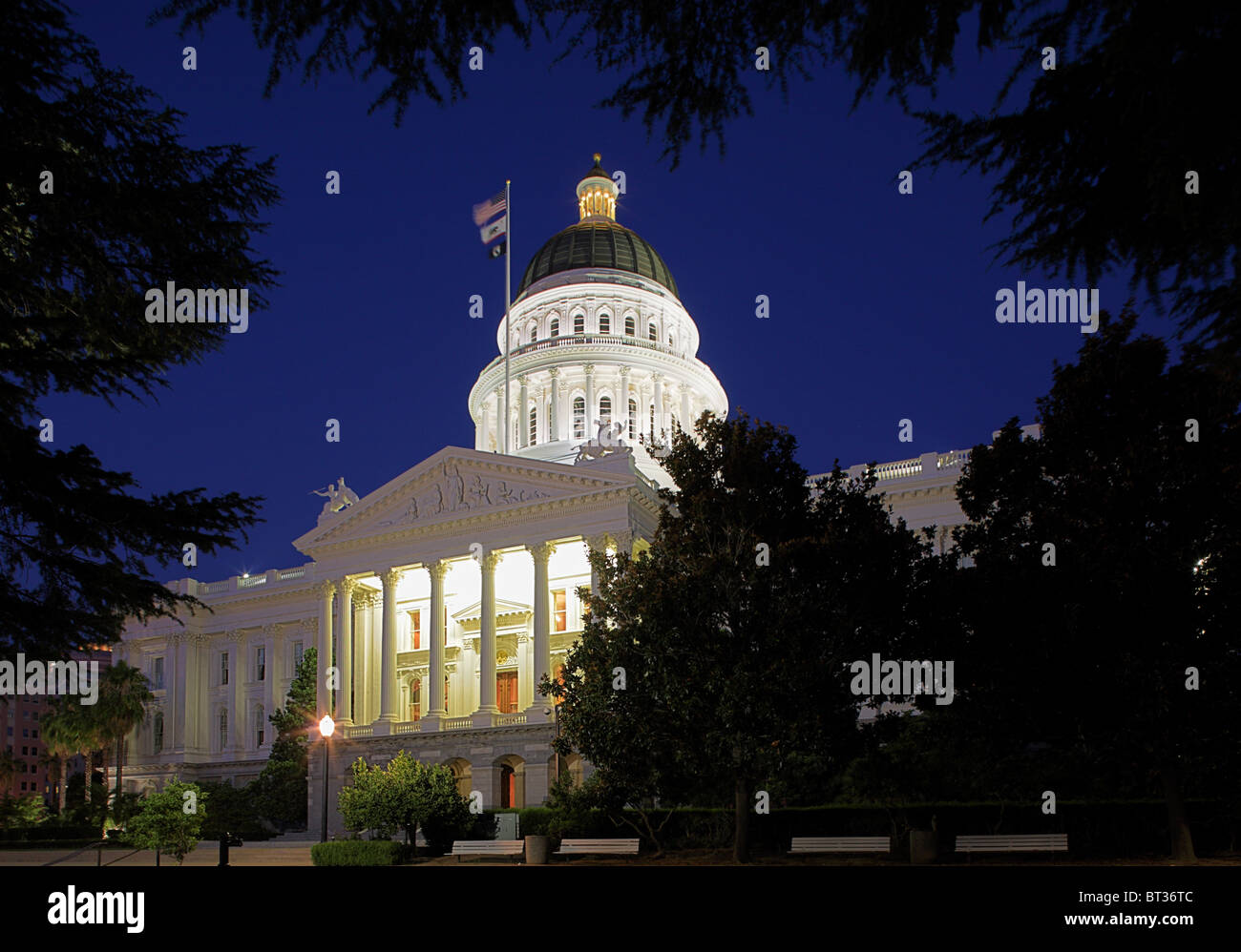 California State Capitol  in Sacramento, California at night Stock Photo