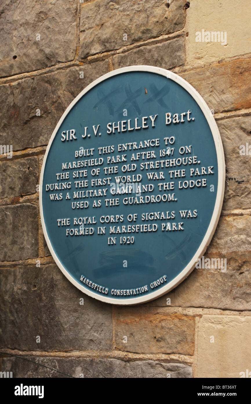 Blue Plaque Maresfield Park East Sussex UK Stock Photo Alamy