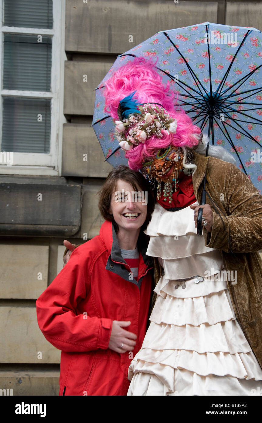 Elaine Davidson, the world's most pierced woman, posing for photographs during the Edinburgh Festival Fringe, Scotland. Stock Photo